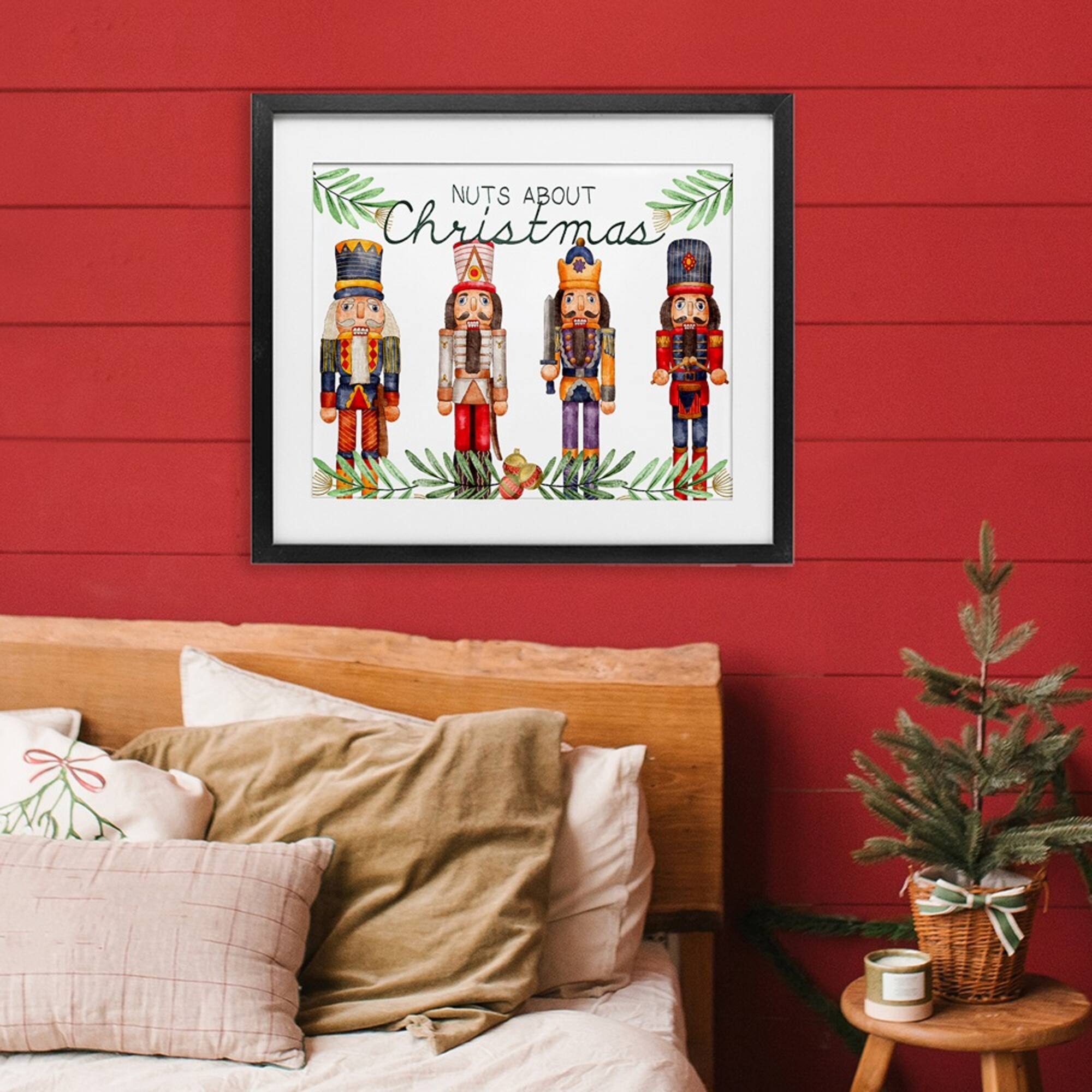 Stupell Industries Nuts About Christmas Nutcrackers Framed Print Under Glass Wall Art